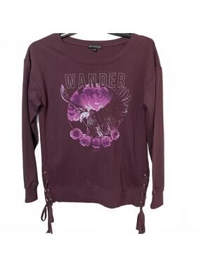 Fifth Sun Women's Maroon Eagle Wander Pullover Graphic Sweatshirt Size Medium